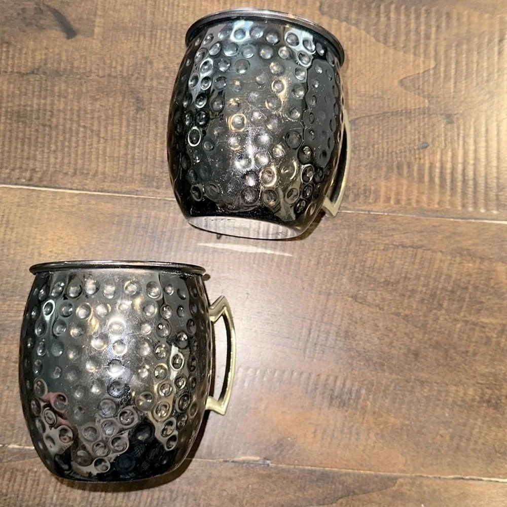 Set of 2 hammered bronze Moscow mule mugs